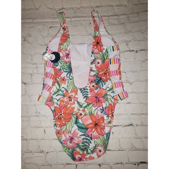 NWT Decree Women's Size XXL One-Piece Bright Colorful Floral Print Swimsuit - Picture 2 of 2